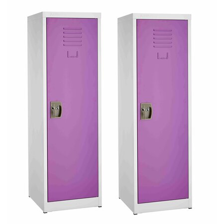 ADIROFFICE 48in H x 15in W Steel Single Tier Locker in Purple, 2PK ADI629-01-PUR-2PK
